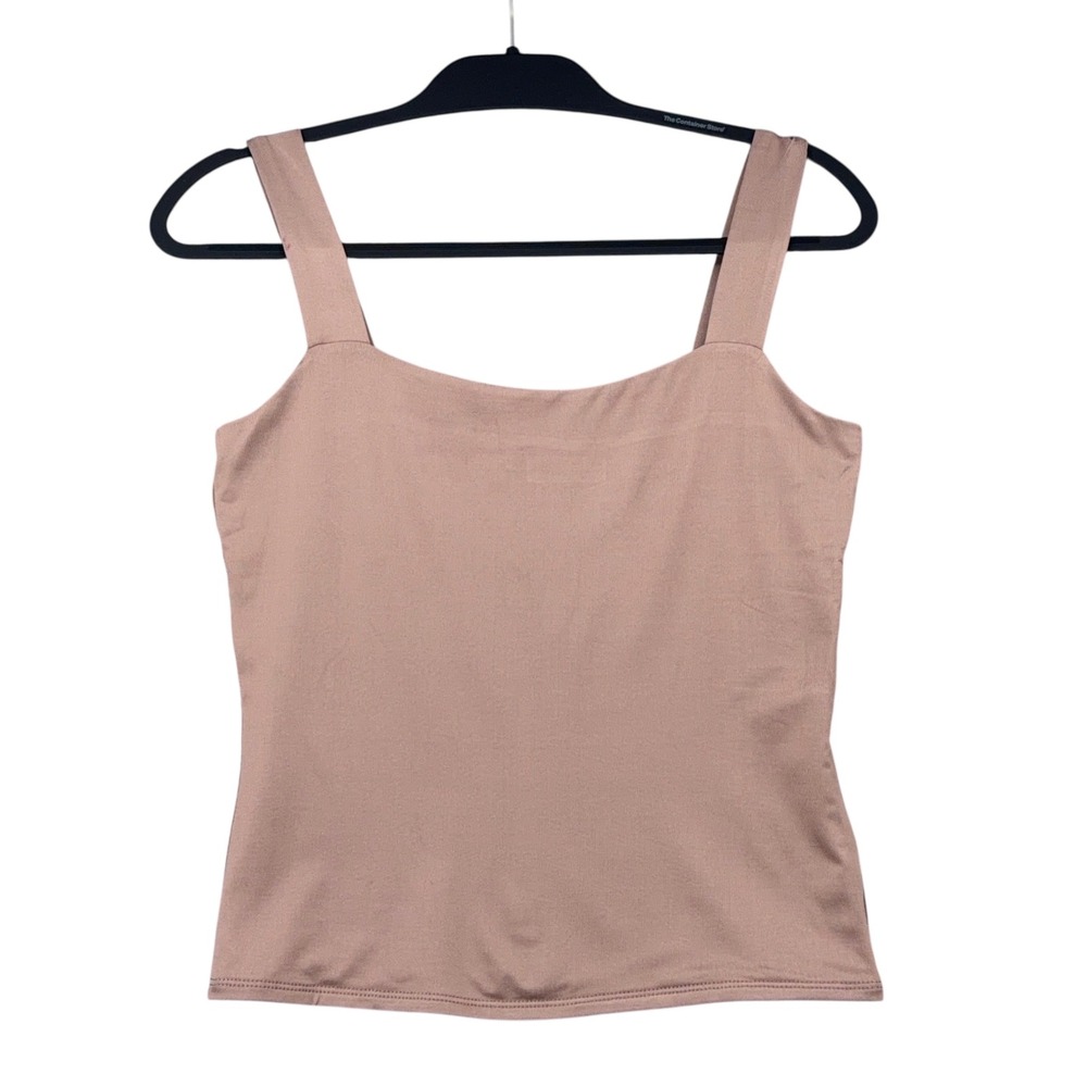 The Workshop Womens Square Neck Tank Top Mauve Tan Stretch TW1074 Size Large NEW